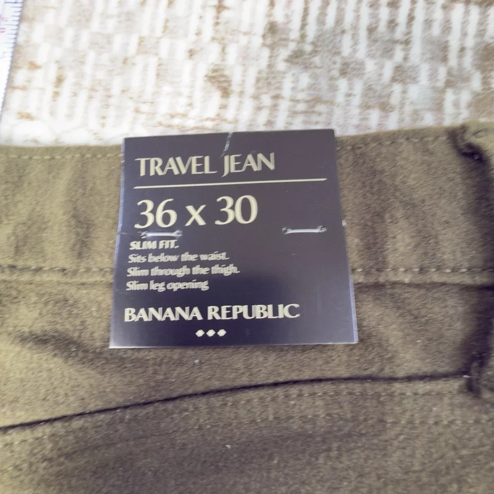 NEW Banana Republic Travel Jean Men's 36 x 30 Olive Green Slim Fit Stretch
